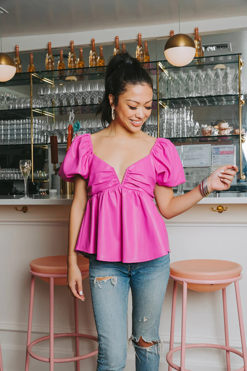 BuddyLove | Houston Puff Sleeve Top | Magenta | BuddyLove