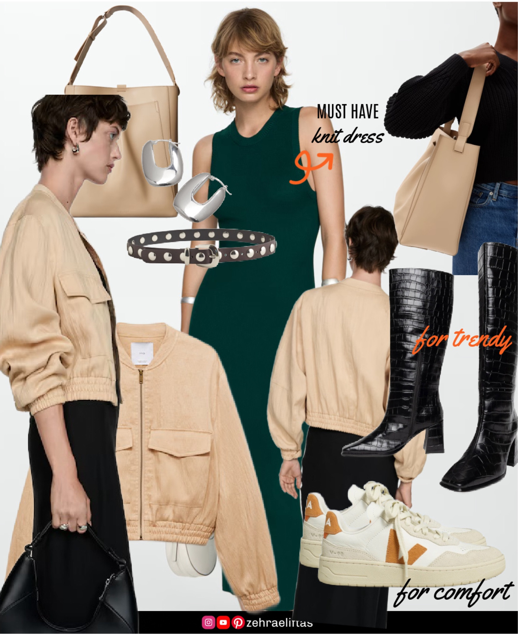 Must have | A knit dress
Combined with a bomber jacket and a studded leather belt ✔️ with shoe alternatives: knee high boots & sneakers :) #LTKxZET #stylingtip #dressingforbodytype Follow my shop to explore styling tips for different body types, personal styles and season color palettes.💞 

#LTKStyleTip #LTKSeasonal