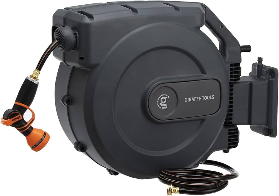 Giraffe Tools Retractable Garden Hose Reel 1/2 Inch x 155 with 5 ft Leader Hose, Heavy Duty, Any ... | Amazon (US)