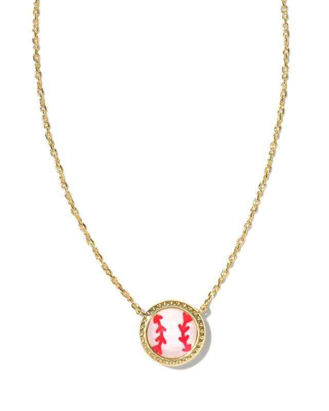 Baseball Gold Short Pendant Necklace in Ivory Mother-of-Pearl | Kendra Scott | Kendra Scott