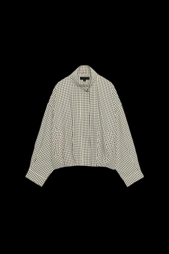 Zara - Plaid Bomber Jacket - Black / Ecru - S - Woman | Zara US