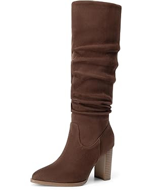 DREAM PAIRS Women's Knee High Boots Pointed Toe Chunky Block Heel Suede Boots Comfortable for Wom... | Amazon (US)