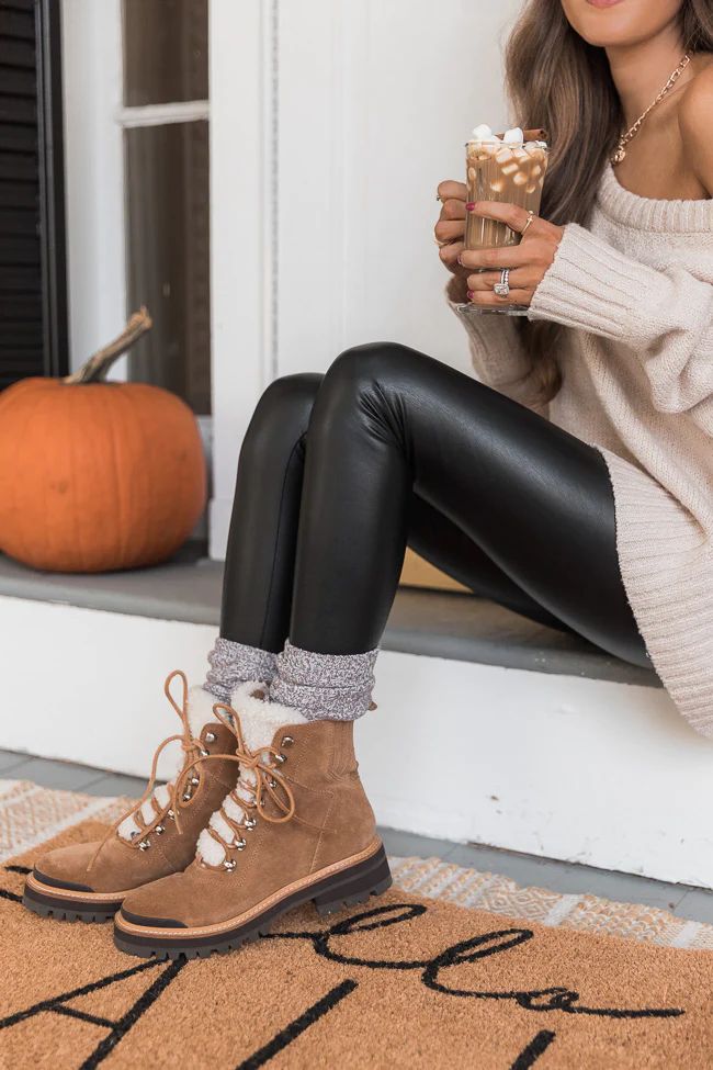 CAITLIN COVINGTON X PINK LILY The Coco Black Leather Leggings | The Pink Lily Boutique