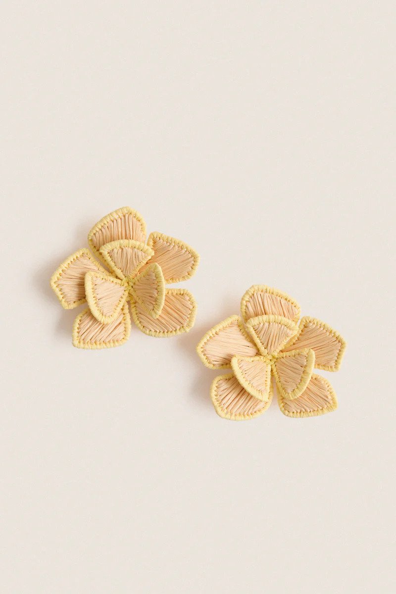 Butter Yellow Raffia Waverly Earrings | Tuckernuck (US)