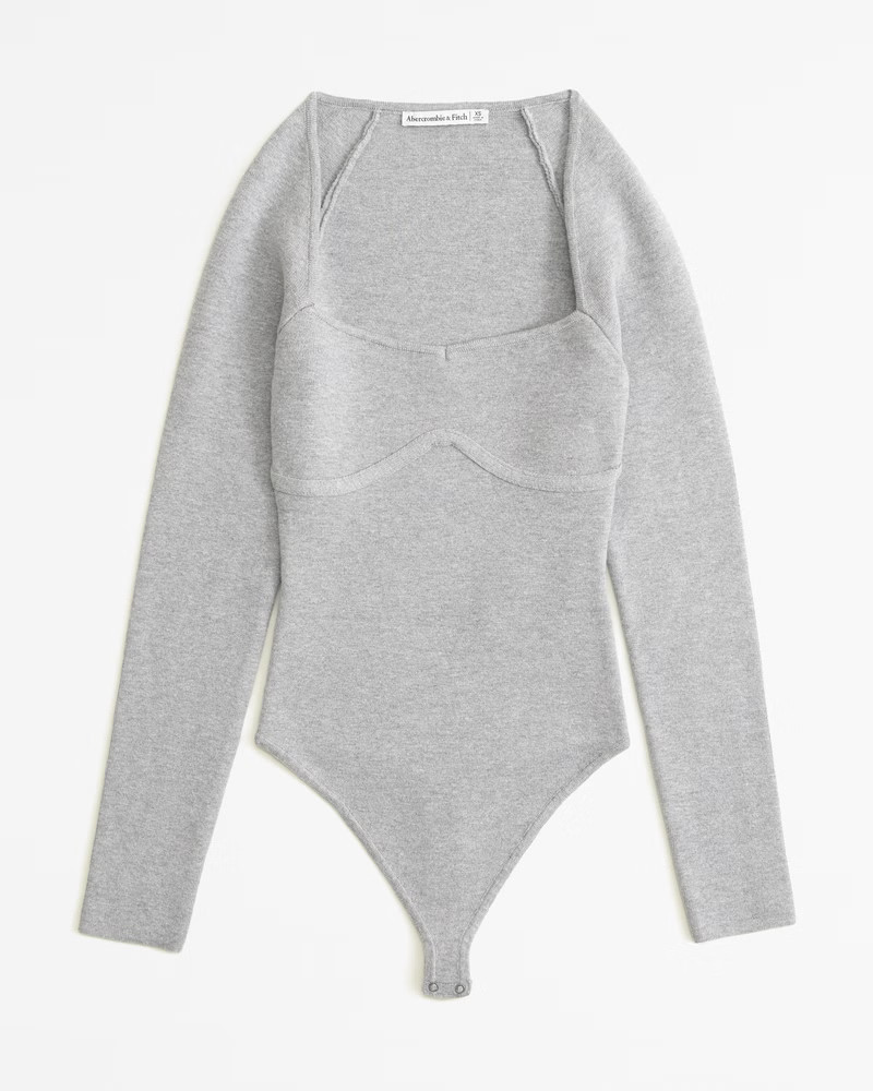 Long-Sleeve Sweetheart Sweater Bodysuit | Abercrombie & Fitch (US)