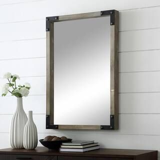 36 in W. Small Rectangle Natural Wash/Black Mirror | The Home Depot