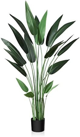 CROSOFMI Artificial Canna Lily Tree 4.6 Feet Fake Tropical Palm Tree with 20 Trunks,Perfect Large... | Amazon (US)