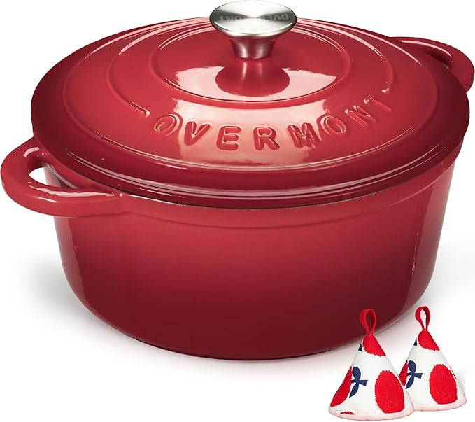 Overmont Enameled Cast Iron Dutch Oven - 5.5QT Cookware with Cookbook Cotton Heat-resistant Caps ... | Amazon (CA)