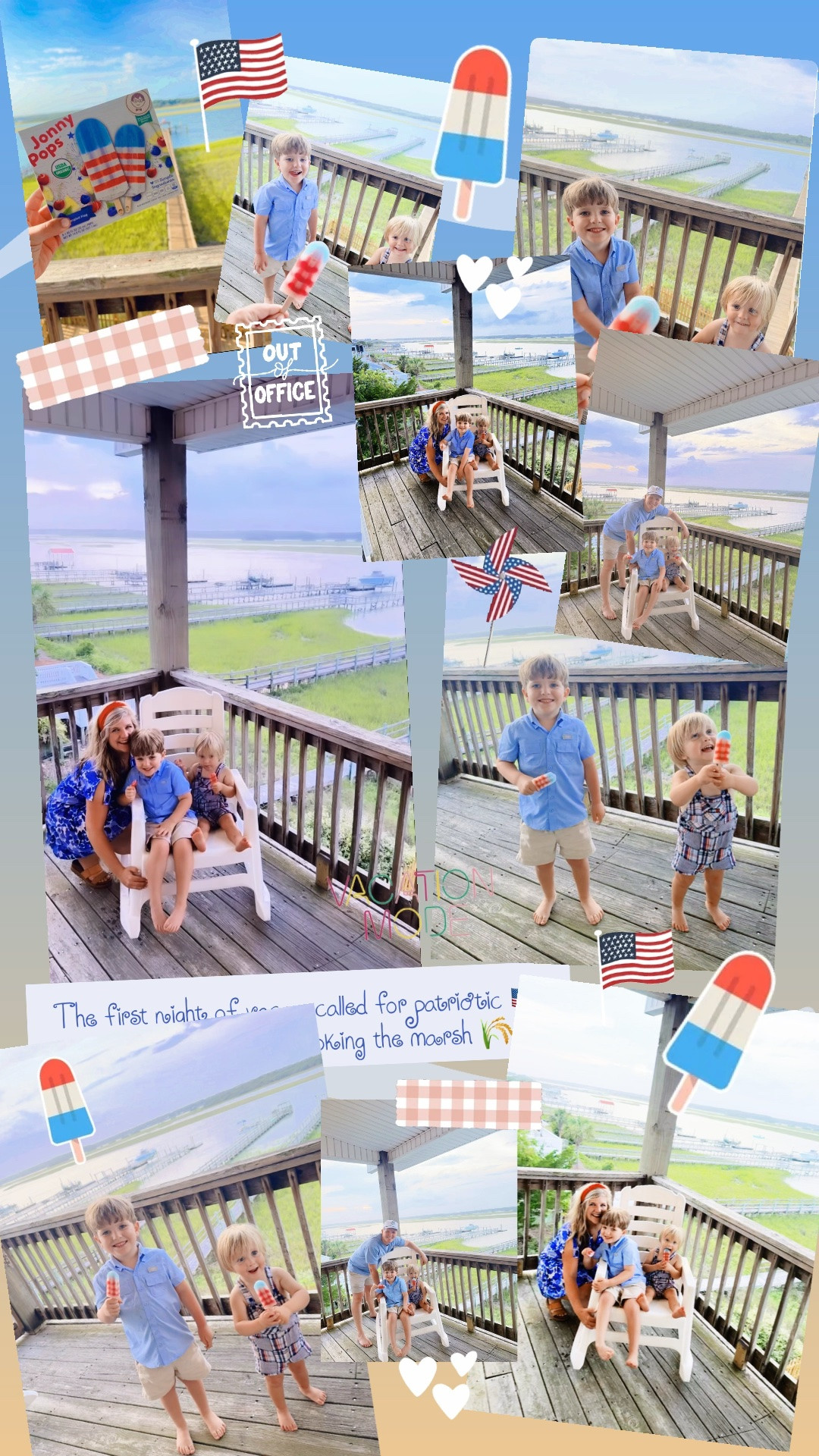 The first night of vacay called for patriotic 🇺🇸 @jonnypops 😋 overlooking the marsh 🌾