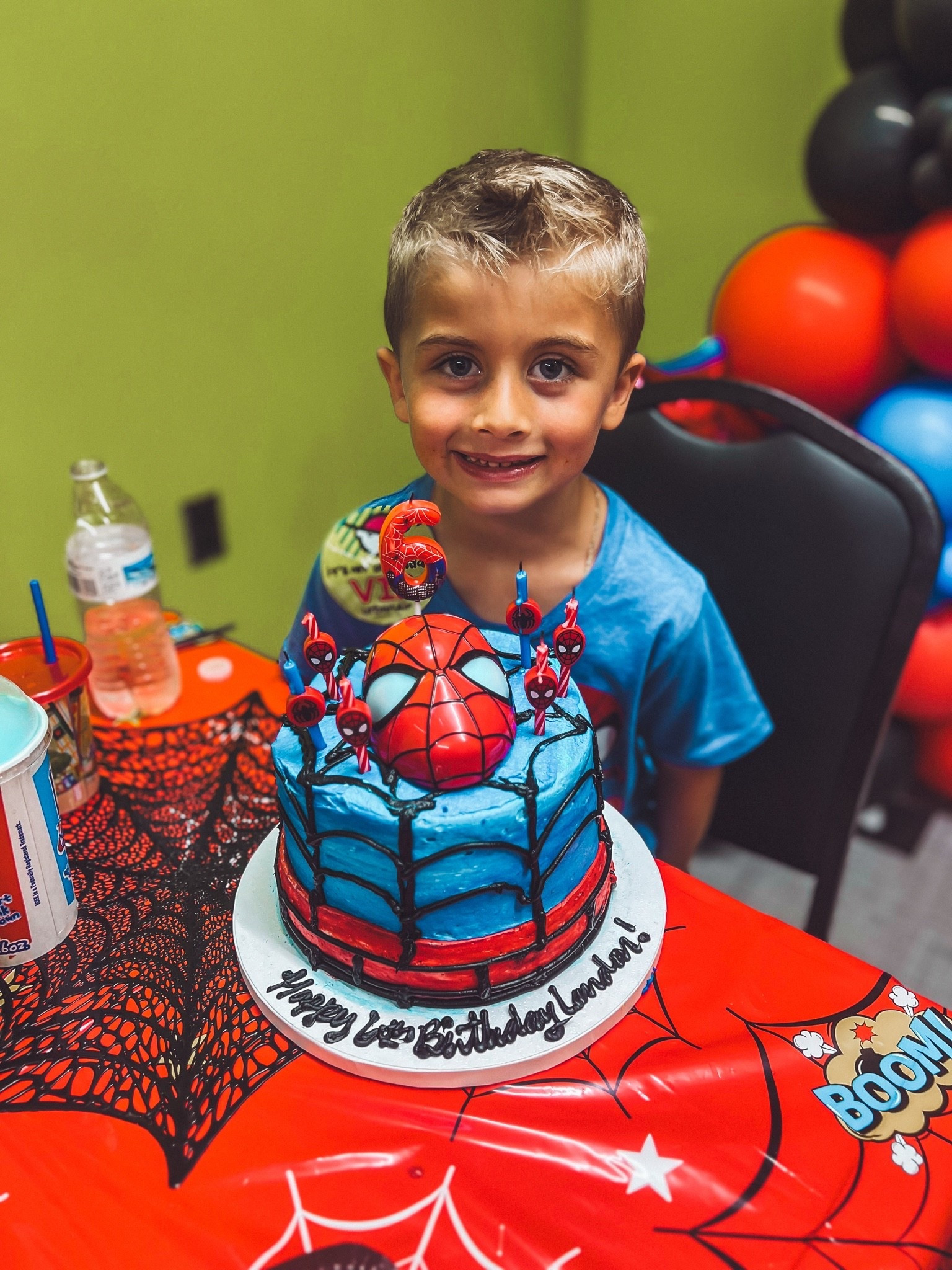 6th spiderman birthday cake topper, candles