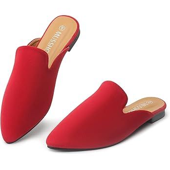 MUSSHOE Mules for Women Slip On Comfortable Pointed Toe Womens Loafers Women's Flats for Women's ... | Amazon (US)