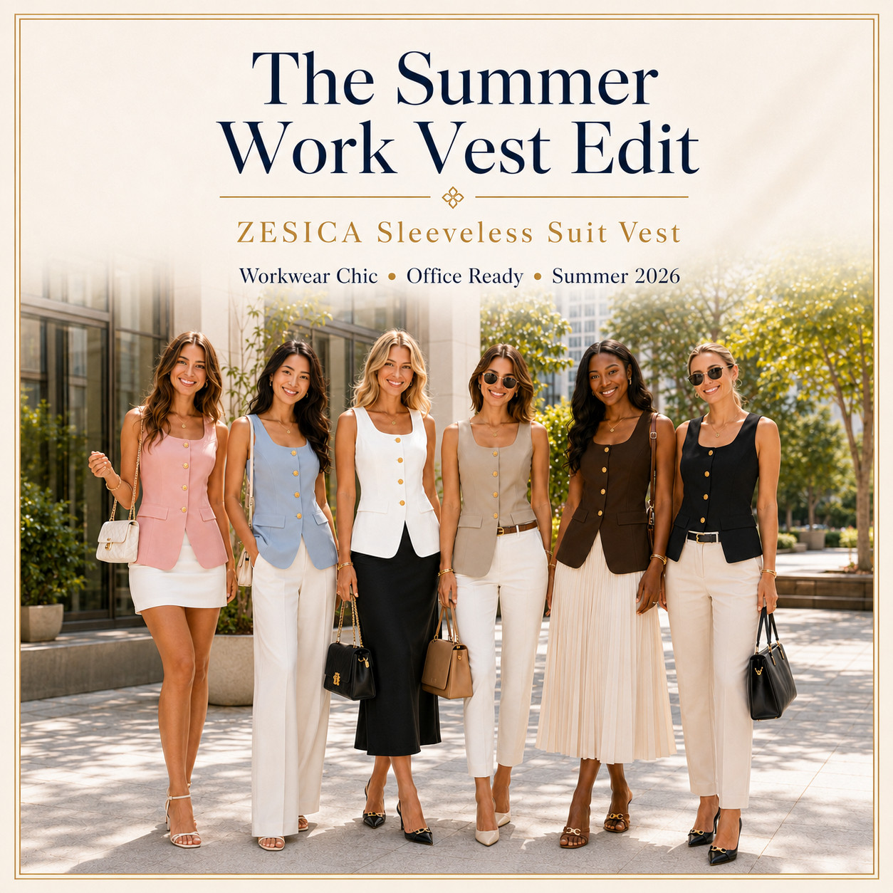 ZESICA Summer Chic Workwear | Casual Sleeveless Button Down Suit Vest ☀️ 

The Summer Work Vest Edit

ZESICA sleeveless suit vests that make summer workwear feel polished, chic, and actually wearable in warm weather. 

Button-down vests are trending hard right now, and this is such an easy way to get that tailored “expensive outfit” look without needing a blazer.

I did the digging for you and pulled the ZESICA vest tops that are perfect for workwear, office outfits, business casual days, summer meetings, brunch, travel, vacation dinners, and elevated everyday styling. 

The square neckline, button-down front, sleeveless cut, and waistcoat-inspired shape make these look structured and put together while still feeling light enough for summer.

These are the kind of pieces you can wear so many ways — with white trousers for a clean office look, linen pants for summer, denim for a casual weekend outfit, skirts for brunch, or tailored shorts for vacation. 

Wear buttoned as a top or layered over a tank for a more relaxed look.

Perfect if you love quiet luxury basics, capsule wardrobe pieces, summer office outfits, and tops that make simple pants or denim look instantly more styled.

Style notes:
ZESICA suit vest, sleeveless suit vest, button down vest, square neck vest, women’s waistcoat, summer workwear, office outfit, business casual outfit, workwear chic, summer office style, tailored vest top, quiet luxury outfit, capsule wardrobe top, linen pants outfit, white trousers outfit, brunch outfit, vacation dinner outfit, elevated Amazon fashion finds.

✨ Workwear chic, office-ready & summer polished

↓ Everything is linked!

#LTKSaleAlert #LTKWorkwear #LTKTravel