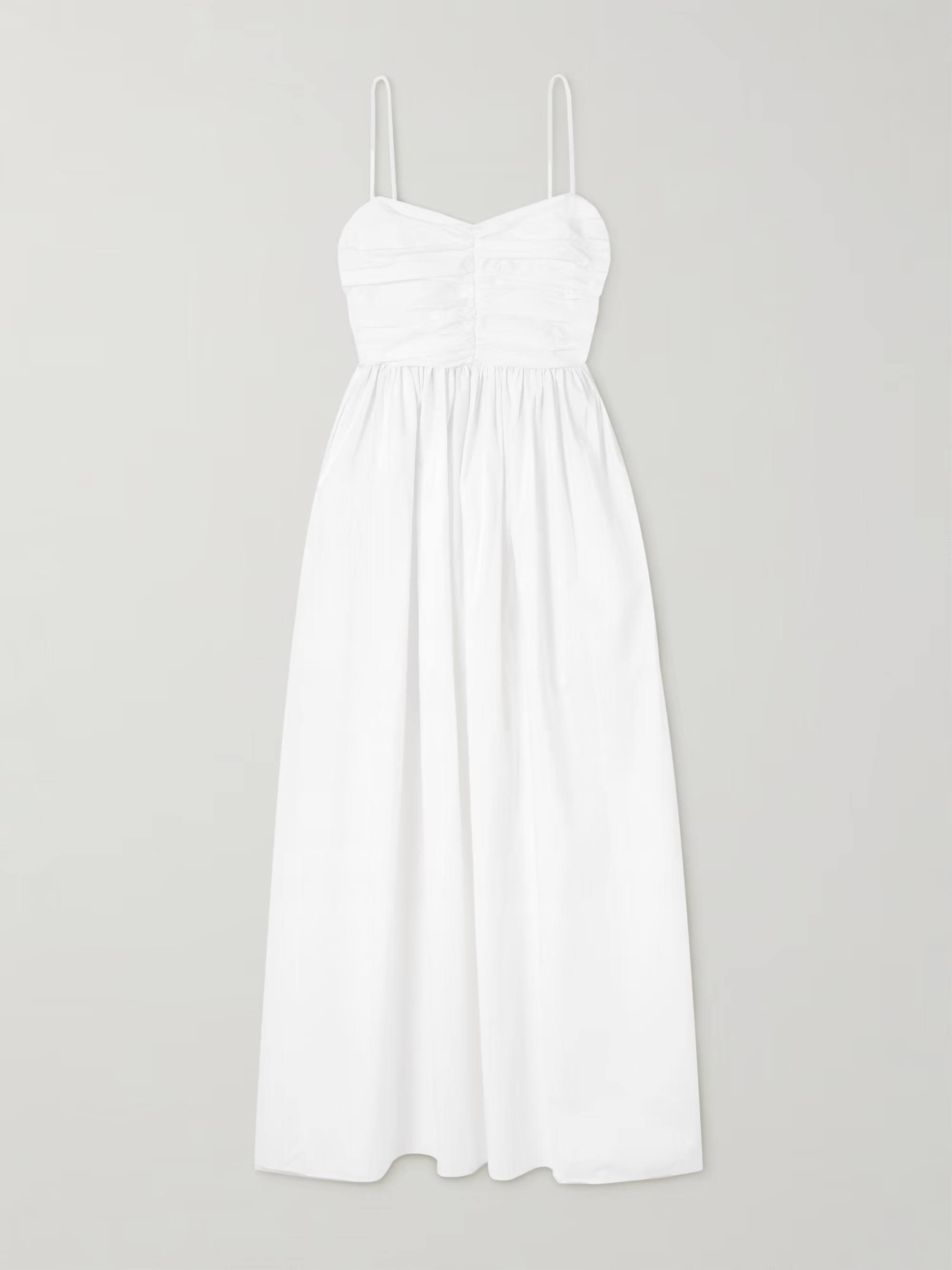 Gathered organic cotton-poplin midi dress | NET-A-PORTER (UK & EU)
