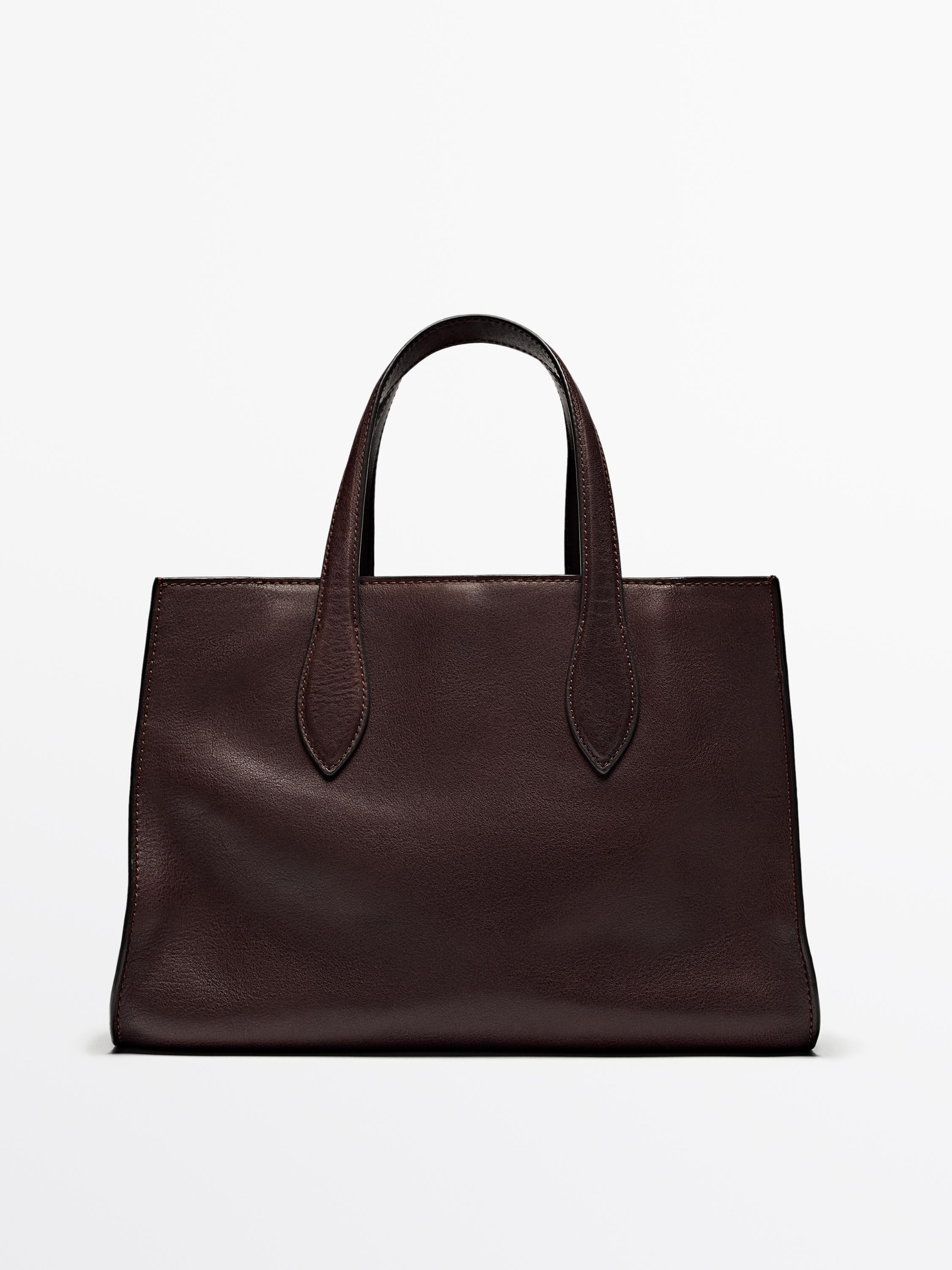 Mid-size nappa leather MD ICON tote bag | Massimo Dutti US