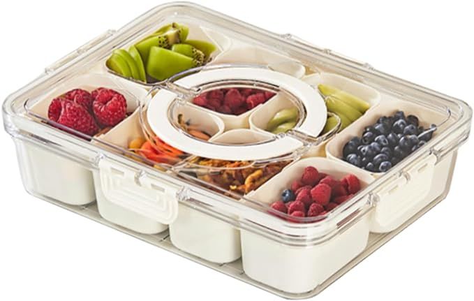 Snack Box Container, Portable Travel Charcuterie Board with Lid, Refrigerator Food Storage Box, S... | Amazon (US)
