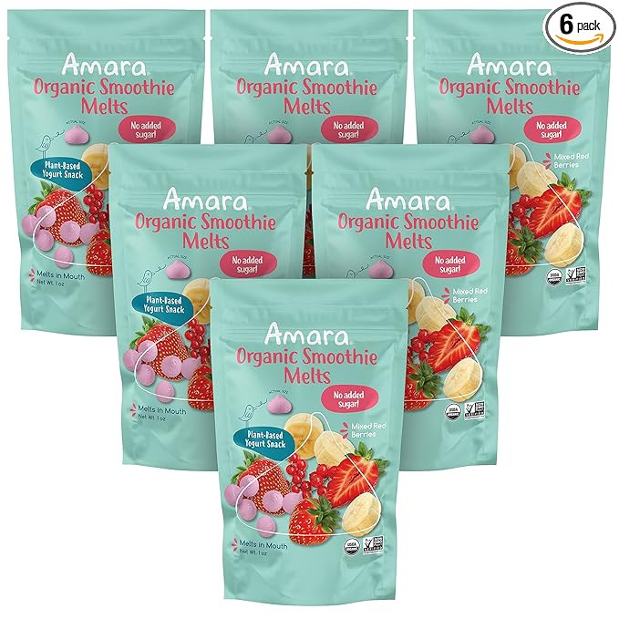 Amara Smoothie Melts - Mixed Red Berries - Baby Snacks Made With Fruits and Vegetables - Healthy ... | Amazon (US)