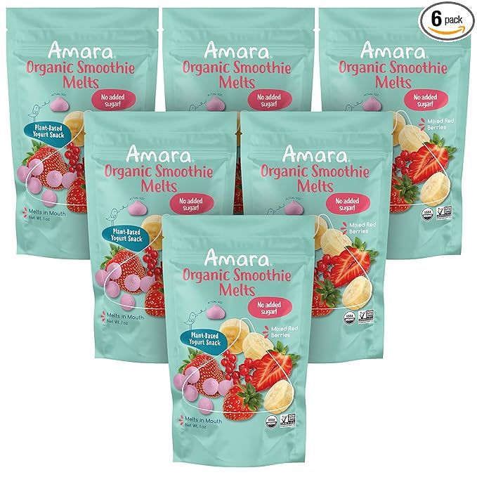 Amara Smoothie Melts - Mixed Red Berries - Baby Snacks Made With Fruits and Vegetables - Healthy ... | Amazon (US)