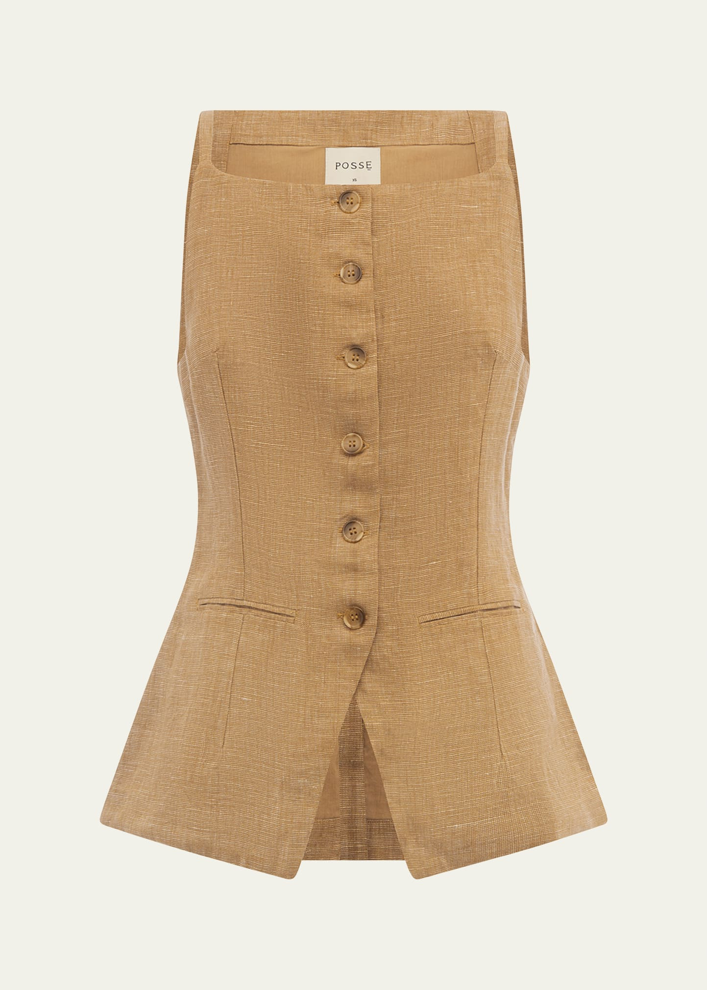 Posse Nancy Linen Peplum Gilet | Bergdorf Goodman