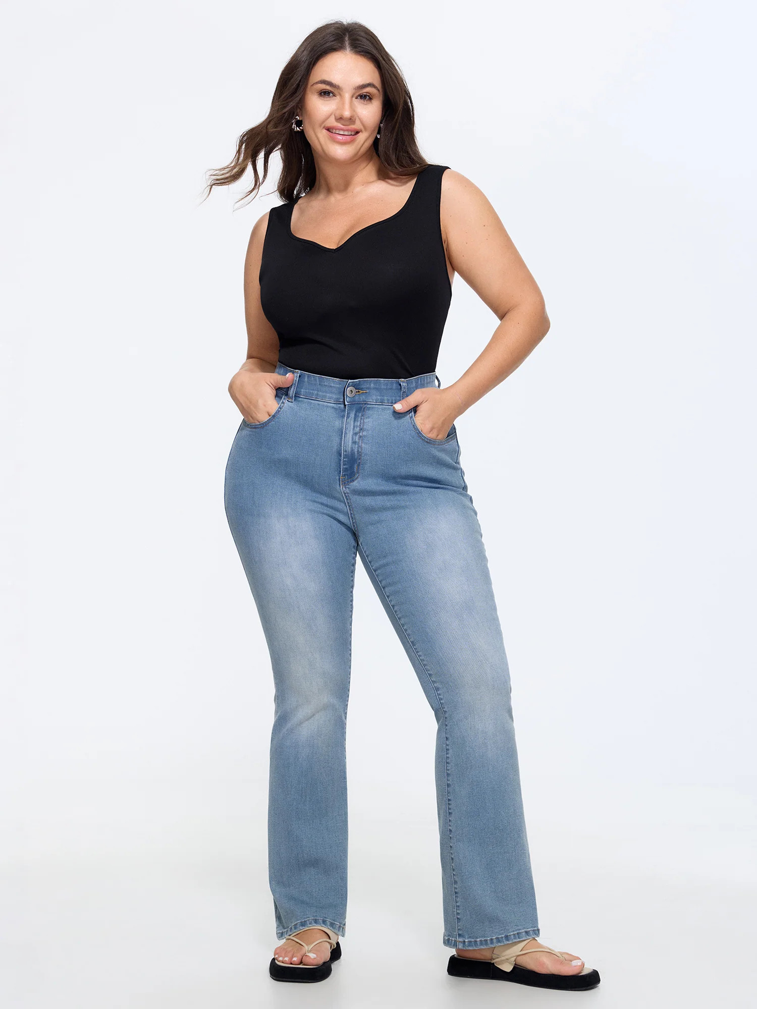 Stretchy Mid-Rise Bootcut Jeans | Bloomchic