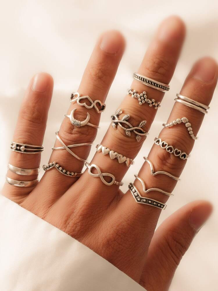 18pcs Heart Decor Ring | SHEIN