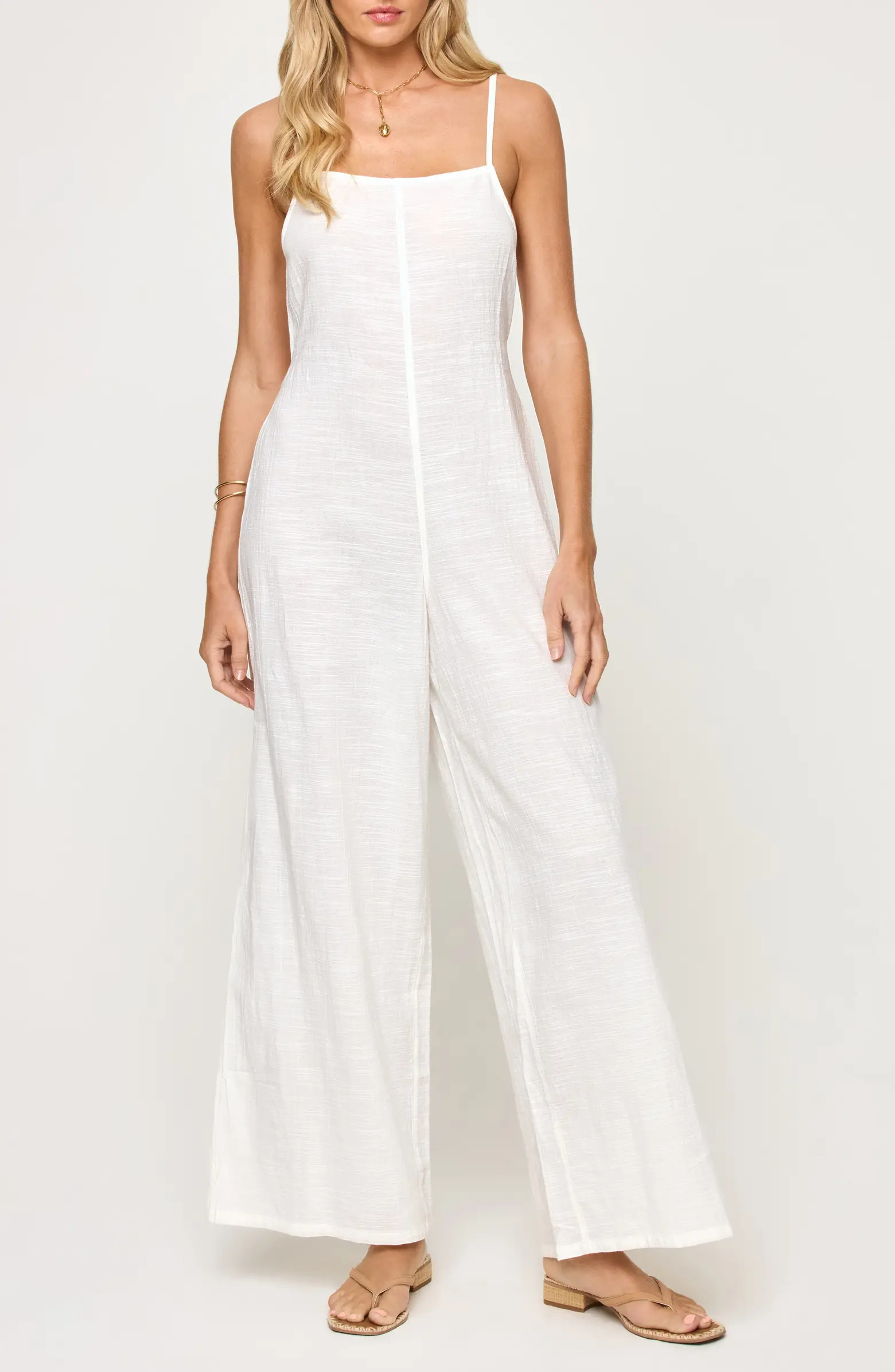 Jaida Open Back Cotton Cover-Up Jumpsuit | Nordstrom