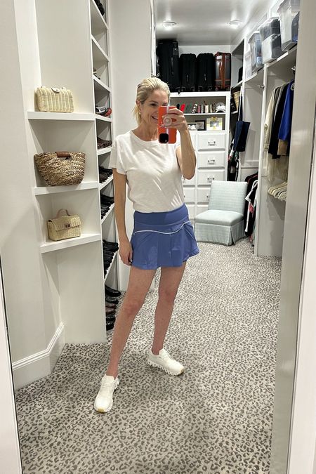 Great outfit for tennis, Pickleball or just running errands!
Skirt with built in shorts - M
Tee - M
Sneakers - TTS 

#LTKunder100 #LTKfit #LTKshoecrush