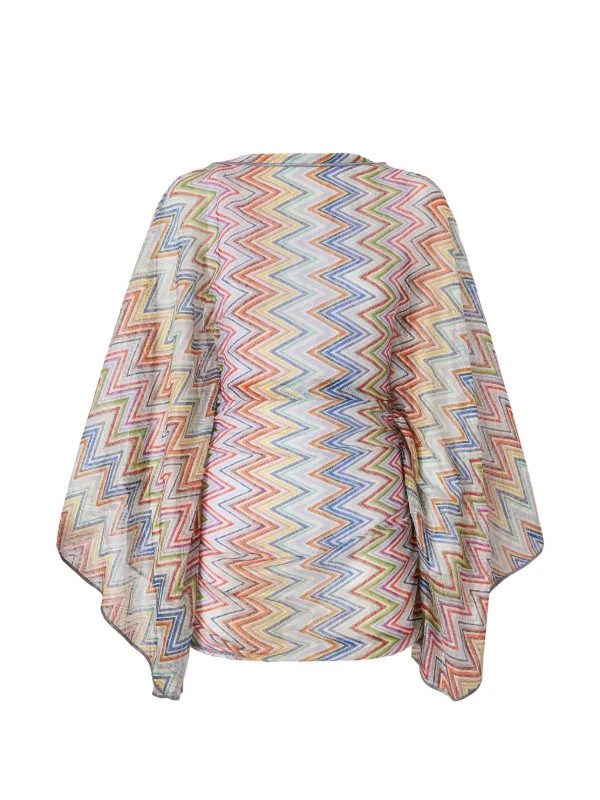 Zigzag-knit cape-sleeve beach dress | Farfetch Global