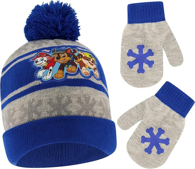 Nickelodeon Boys Winter Hat Set, Paw Patrol's Marshall, Chase and Rubble Toddler Beanie and Mitte... | Amazon (US)