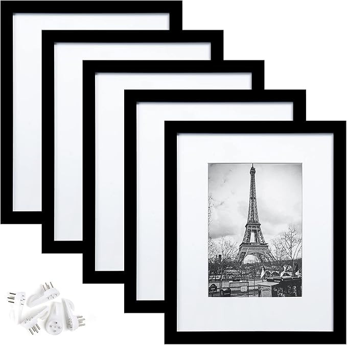 upsimples 8x10 Picture Frame Set of 5,Display Pictures 5x7 with Mat or 8x10 Without Mat,Wall Gall... | Amazon (US)