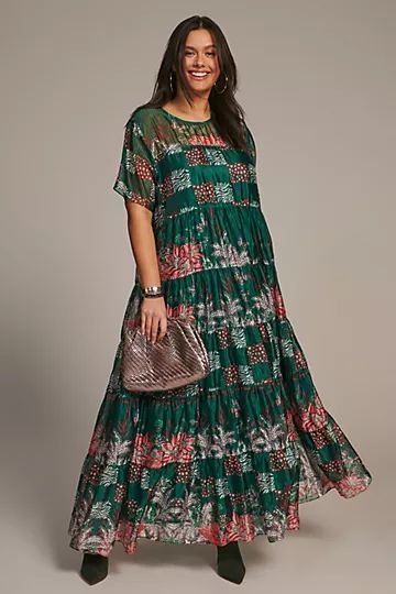 Bhanuni Jyoti Tiered Short-Sleeve Dress | Anthropologie (US)