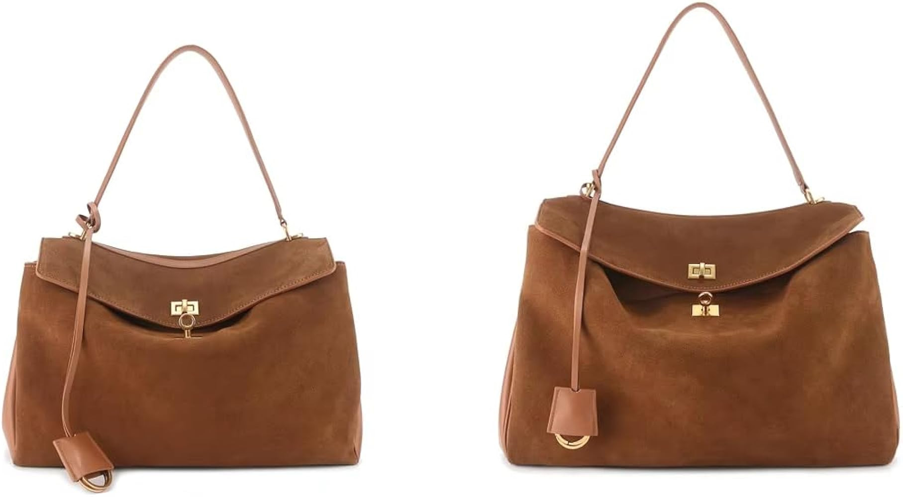 Autumn and winter suede patchwork cowhide B bag Kelly lock travel armpit travel special shoulder ... | Amazon (US)