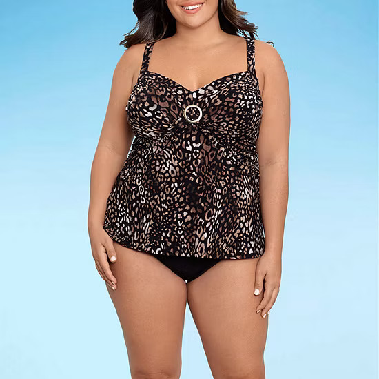 new!Trimshaper Animal Tankini Swimsuit Top Plus | JCPenney