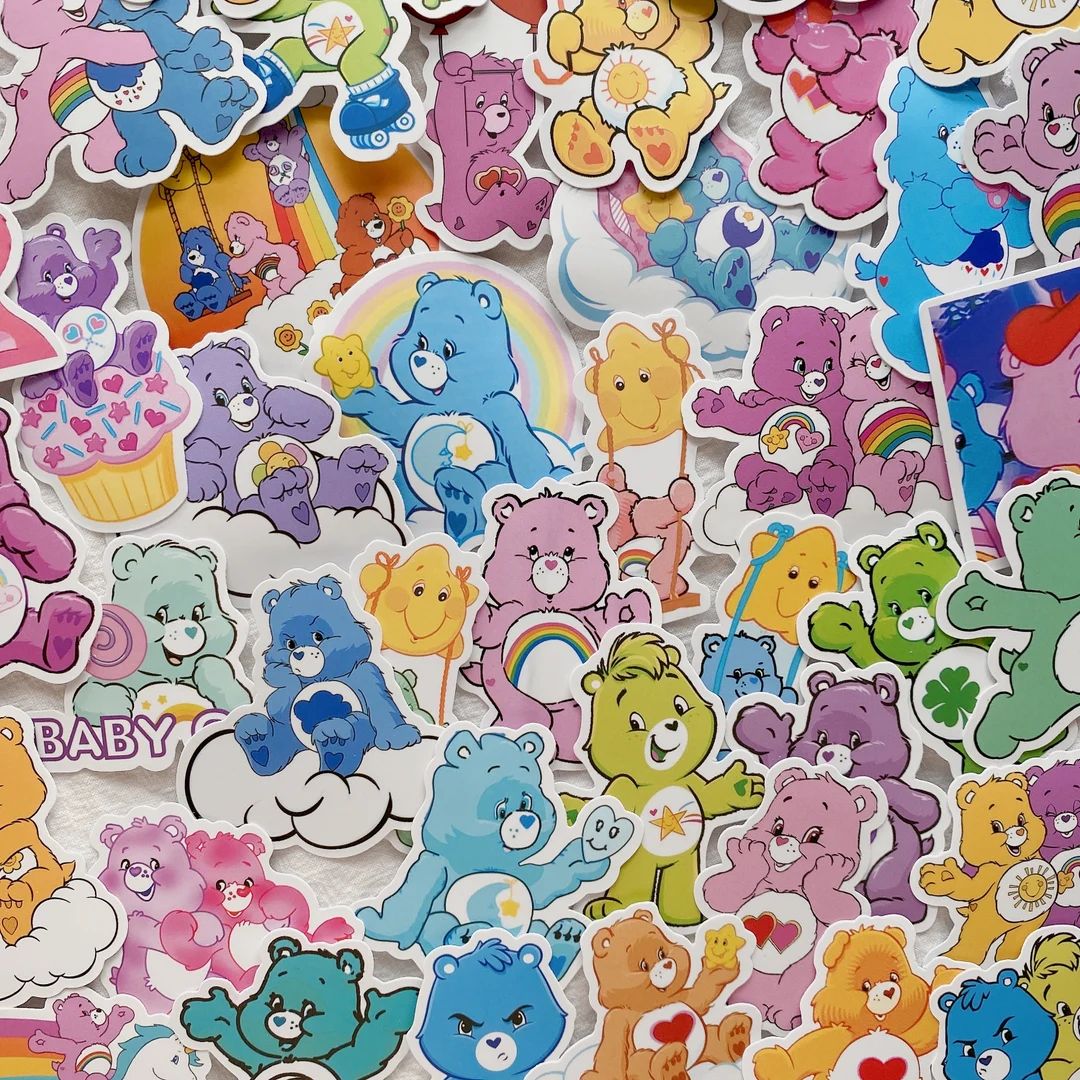 50pcs Care Bears Theme Waterproof Stickers Pack,Tenderheart Bear, Doll,Vinyl Decal For Luggage,La... | Etsy (US)