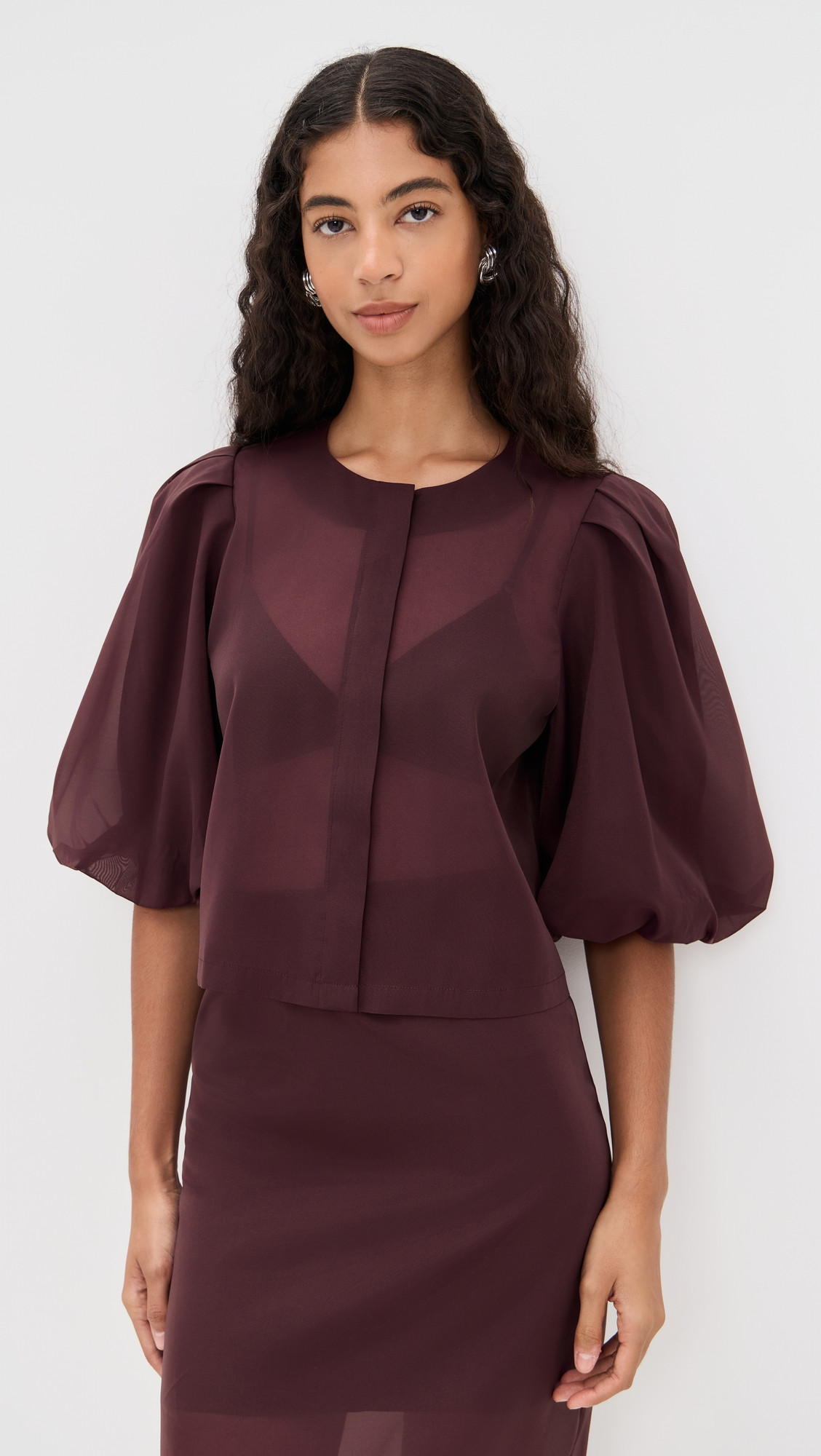 LE BOP Liza Puff Sleeve in Organza Black S | Shopbop