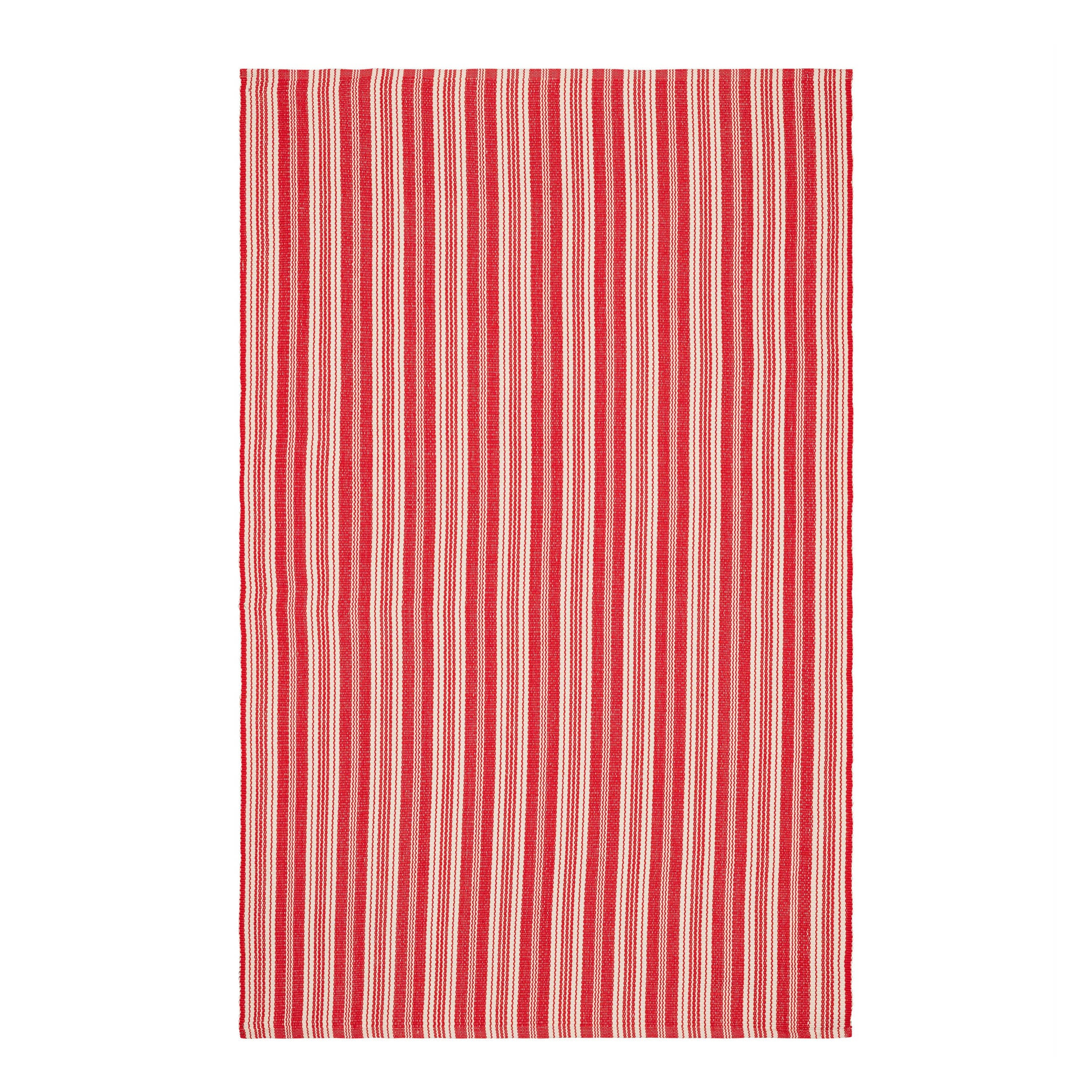 Ticking Stripe Handwoven Indoor/Outdoor Rug | Red/Ivory | Annie Selke