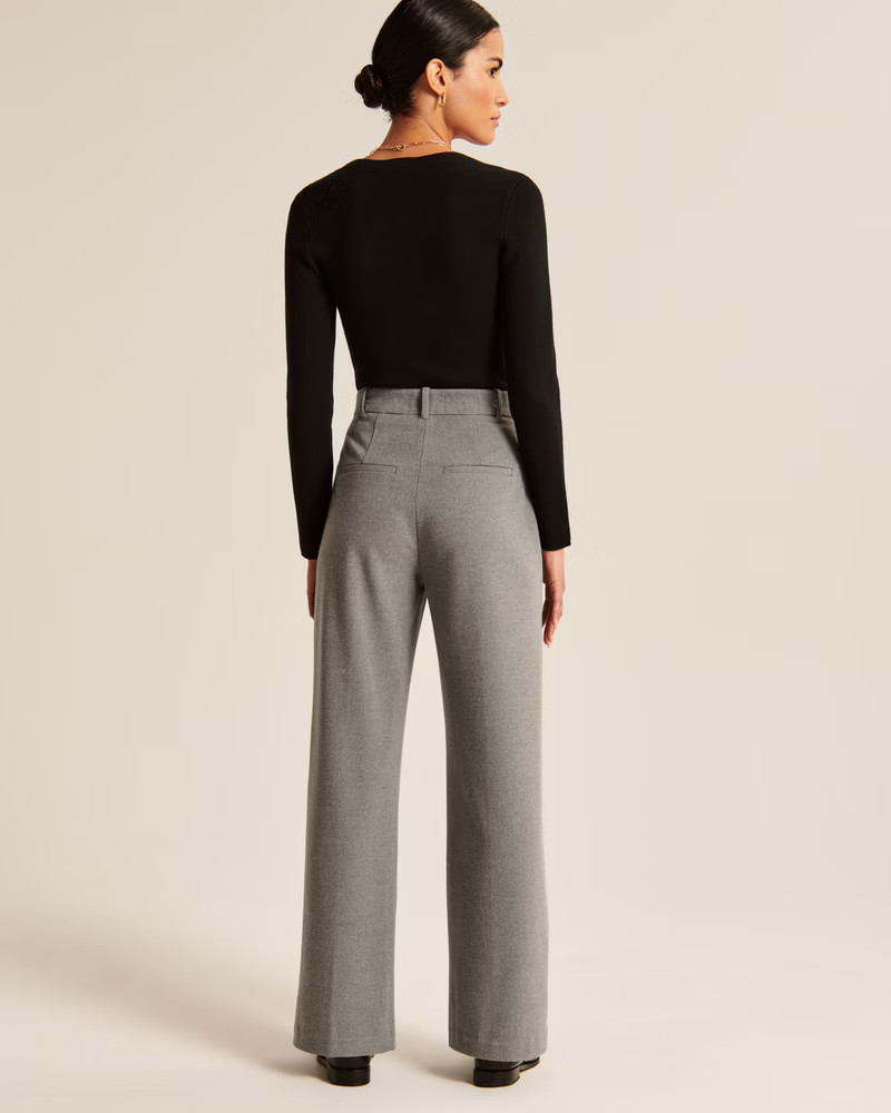 Tailored Brushed Suiting Wide Leg Pant | Abercrombie & Fitch (US)