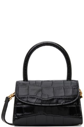 Black Mini Croco Shoulder Bag | SSENSE