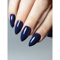 Navy Blue Press On False Nails Short Stiletto Fake Nail With Glue Artificial Finger Tip For Girl | AliExpress UK