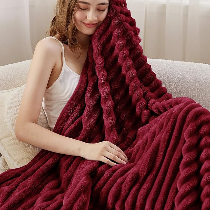 Bedsure GentleSoft Deep Red Blanket for Couch - Cozy Soft Blankets for Women, Cute Small Throws f... | Amazon (US)