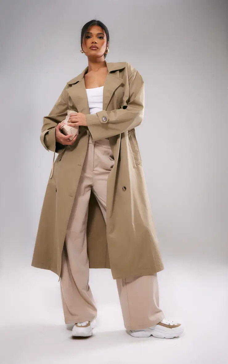 Button Through Oversized Trench Coat | PrettyLittleThing UK