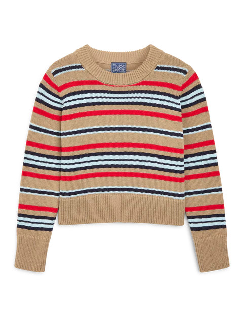 Devon Jumper: Cotton, Navy Blue and Off-White Stripe | With Nothing Underneath