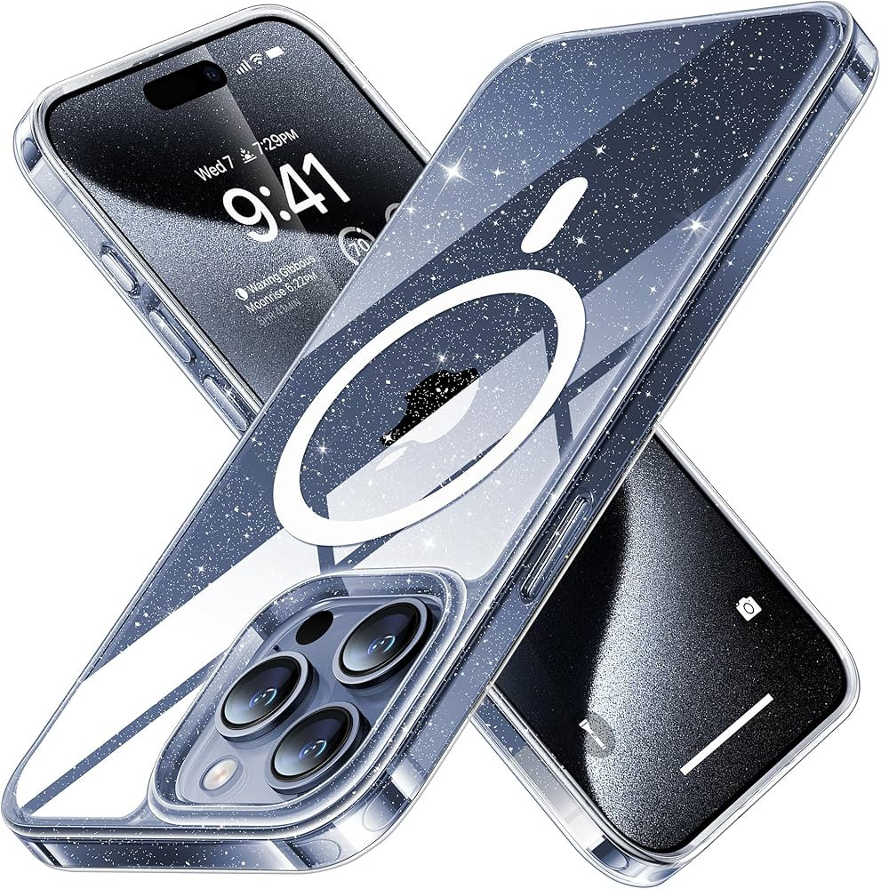 TORRAS Magnetic Glitter Clear for iPhone 15 Pro Max Case, [Compatible with MagSafe] [Not Yellowin... | Amazon (US)