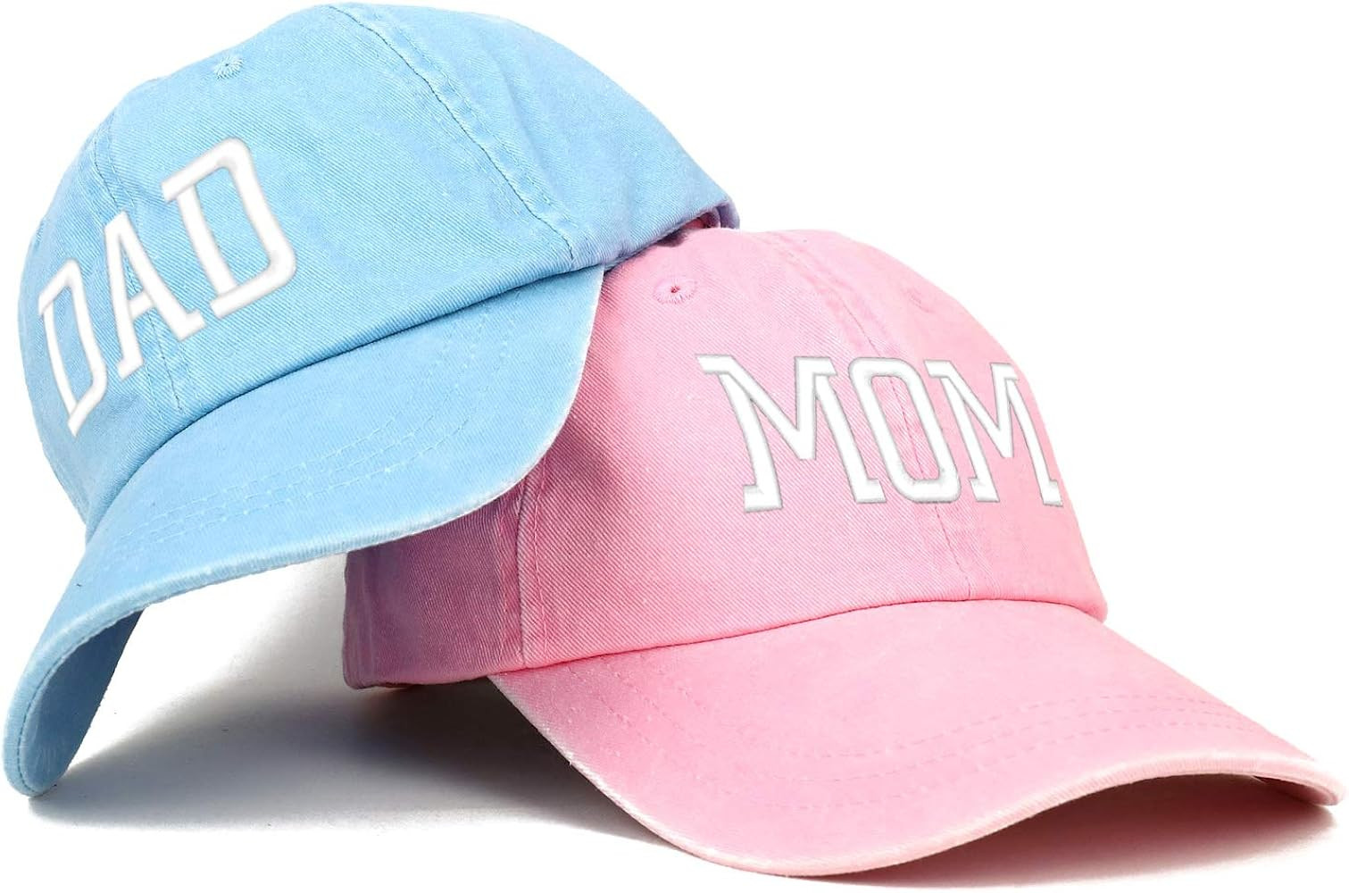 Trendy Apparel Shop Capital Mom and Dad Pigment Dyed Couple 2 Pc Cap Set | Amazon (US)