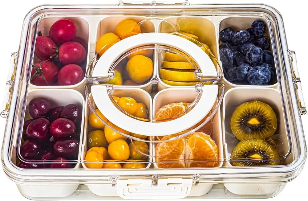 TinyDeer Divided Serving Tray with Lid, Snackle Box Container, Snack Box Container, Clear Organiz... | Amazon (CA)
