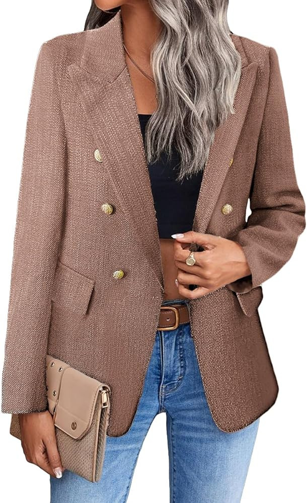 2024 Winter Tweed Blazers for Women Fully-Lined Warm Fashion Business Casual Elegant Plaid Jacket... | Amazon (US)