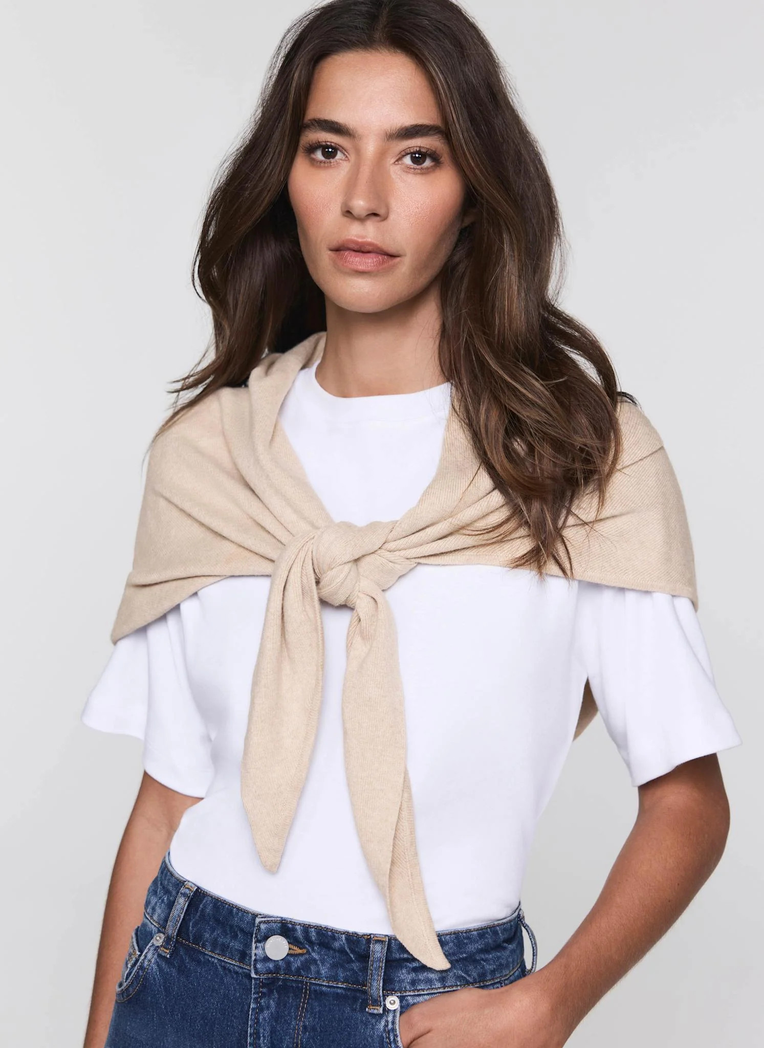 Neutral Triangle Knit Scarf | Mint Velvet