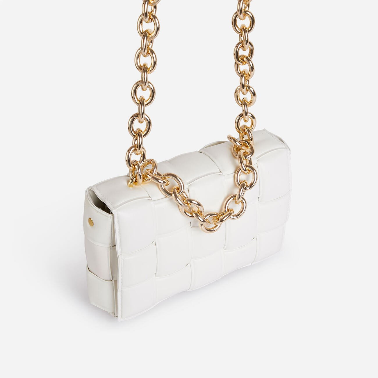 Jackson Chain Detail Quilted Shoulder Bag In White Faux Leather | EGO Shoes (US & Canada)