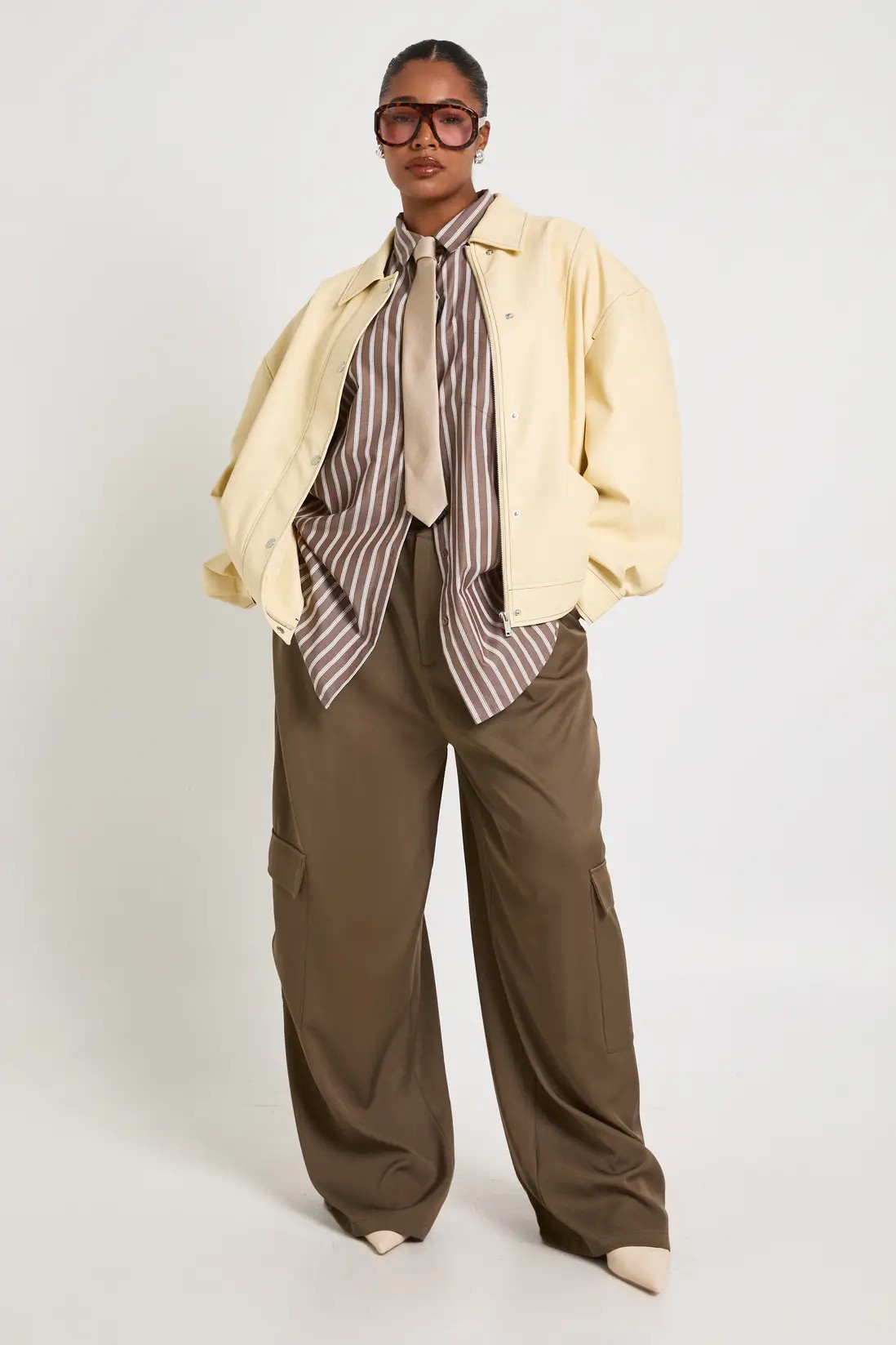 Chocolate Plus Stripe Oversized Shirt | Boohoo | Boohoo.com (UK & IE)