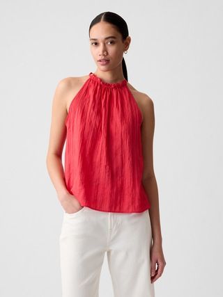 Crinkle Gauze Halter Top | Gap (US)