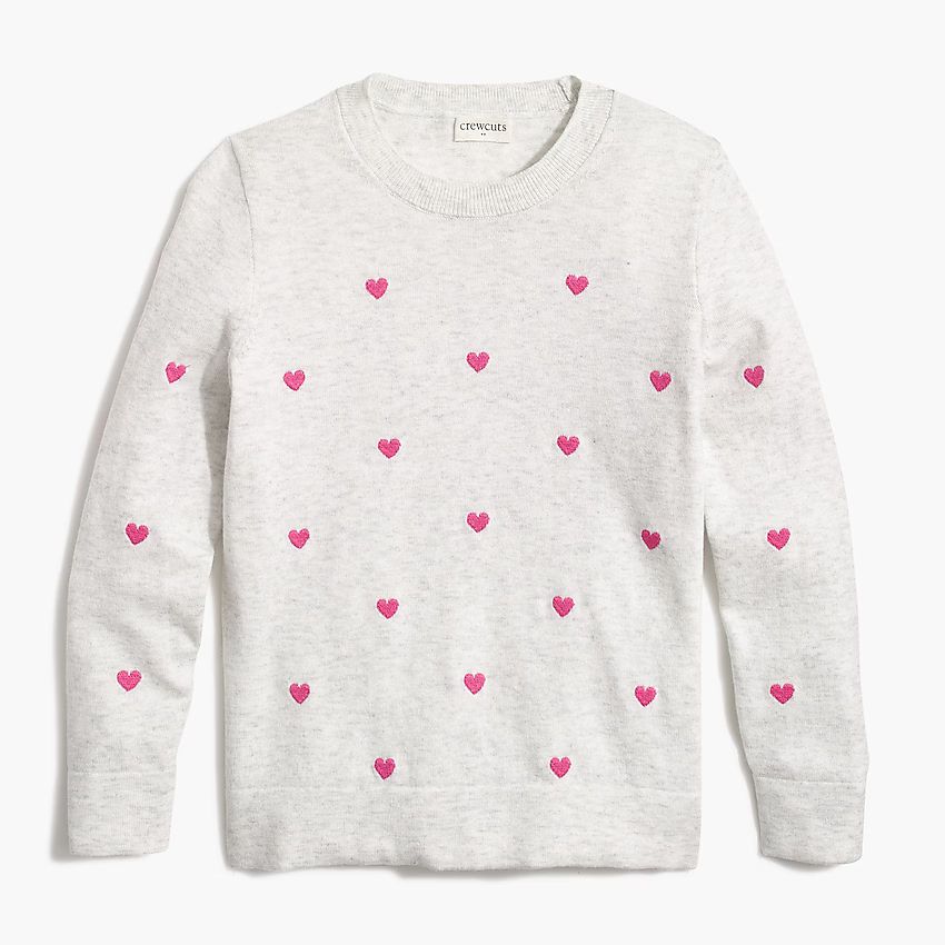 Girls' embroidered-heart sweater | J.Crew Factory